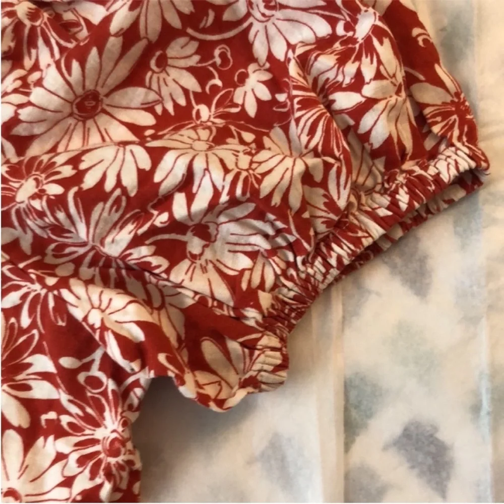 Madewell Small Anita Abstract Floral Roasted Squash Linen Blend Wrap NWT